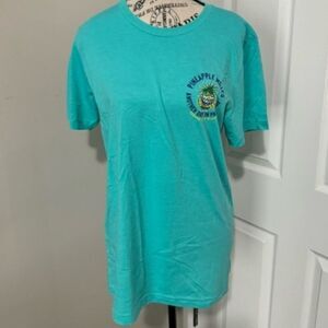 USED Woman's Pineapple Willy's Short Sleeve Shirt Color Teal Size M PC Beach
